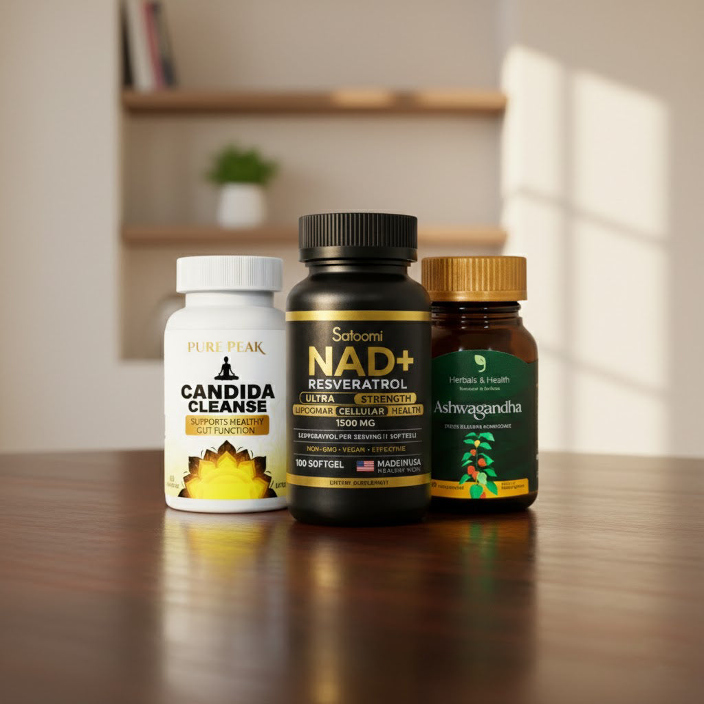 RESVERATROL + NAD+ | ASHWAGANDHA | CANDIDA CLEANSE Protocolo Integral de Vitalidad y Equilibrio