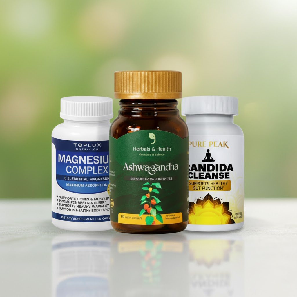 1 Candida Cleanse + 1 Ashwagandha + 1 Magnesium Complex