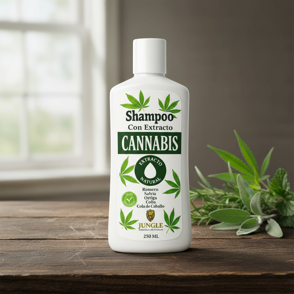 SHAMPOO CANNABIS - Todo en 1, limpia, nutre y frena la caída del cabello.