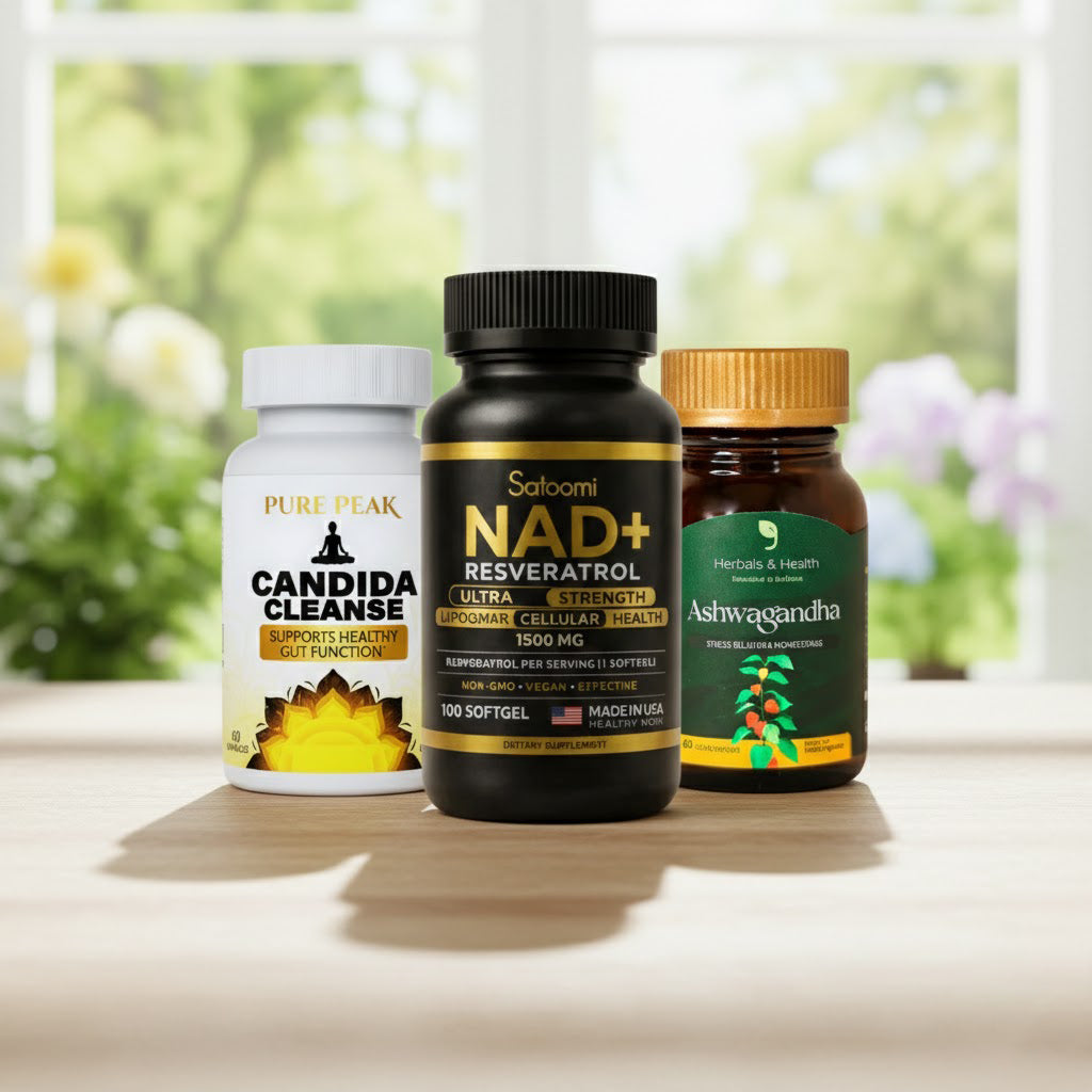 RESVERATROL + NAD+ | ASHWAGANDHA | CANDIDA CLEANSE Protocolo Integral de Vitalidad y Equilibrio