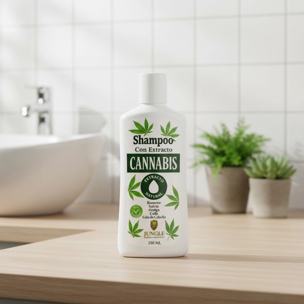 SHAMPOO CANNABIS - Todo en 1, limpia, nutre y frena la caída del cabello.